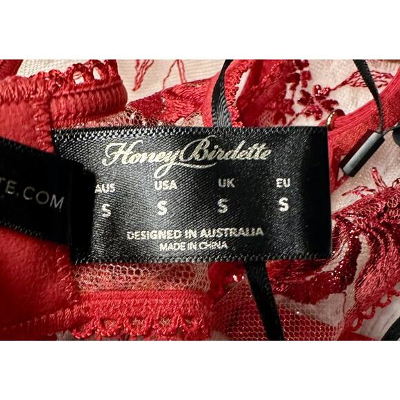 Honey Birdette WHITNEY❤️ Red Floral Lace Garter Small - Picture 4 of 4
